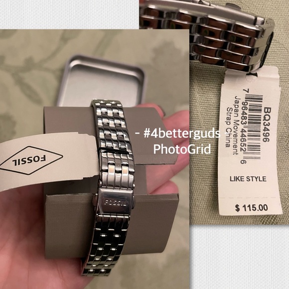 New Fossil Rhinestone Details Stainless Steel Watch Christmas Holiday Cheer Tin - Picture 4 of 16